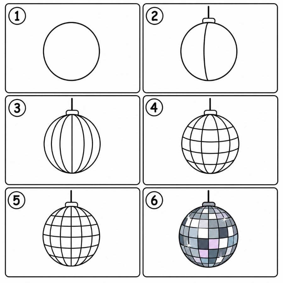 Metalic Disco Ball Drawing Ideas