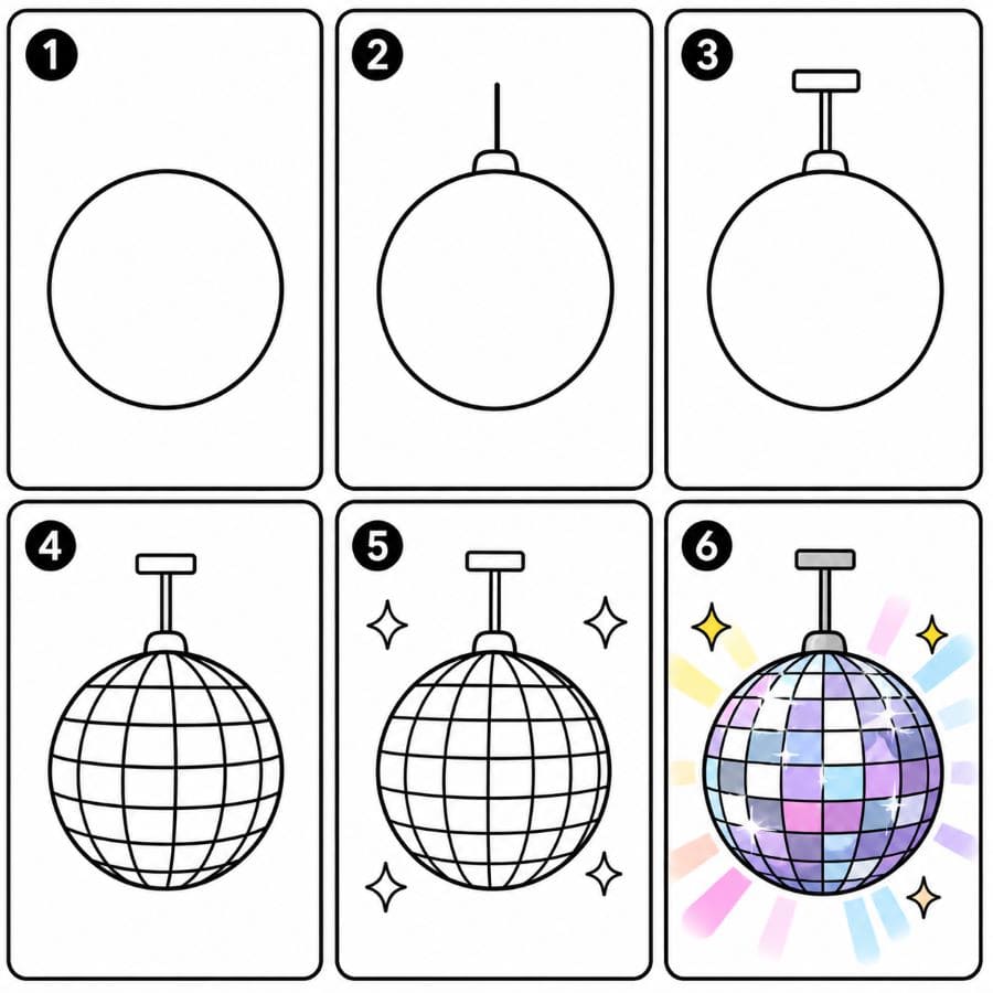 Night Club Disco Ball Drawing Ideas