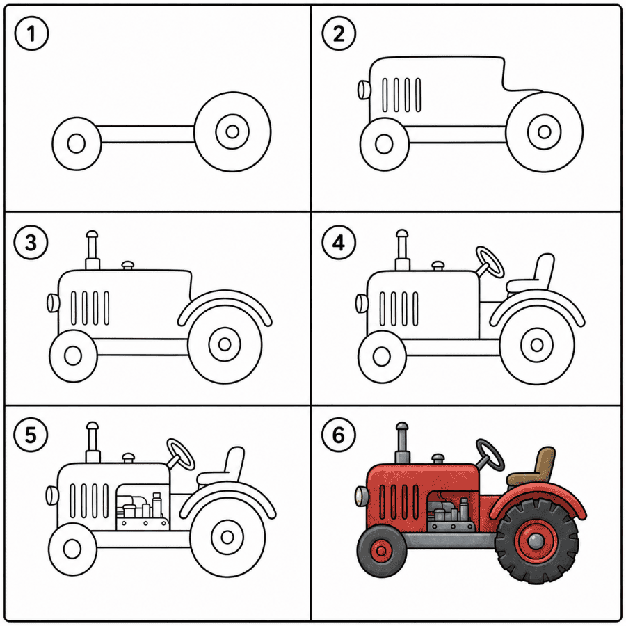 Old vintage tractor Drawing Ideas
