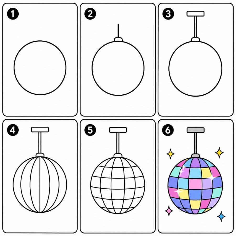 Party Disco Ball Drawing Ideas