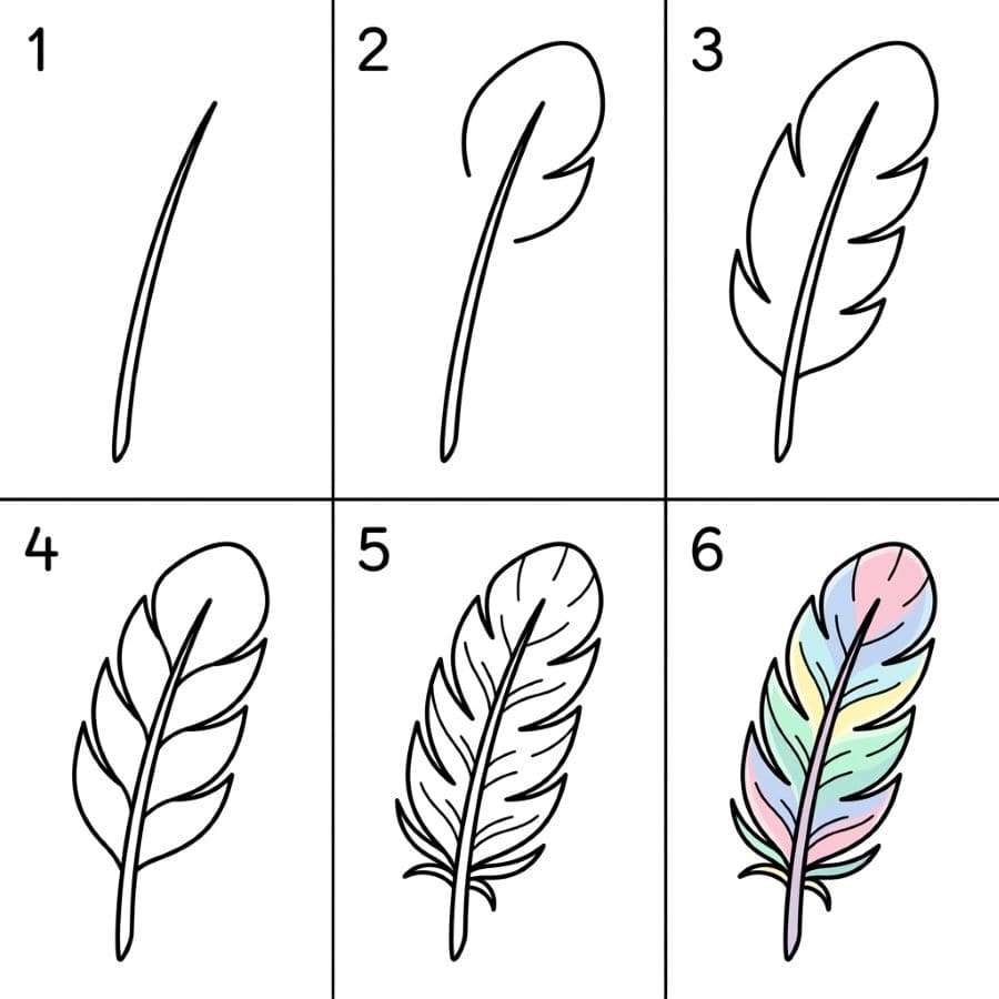 Pastel feather Drawing Ideas