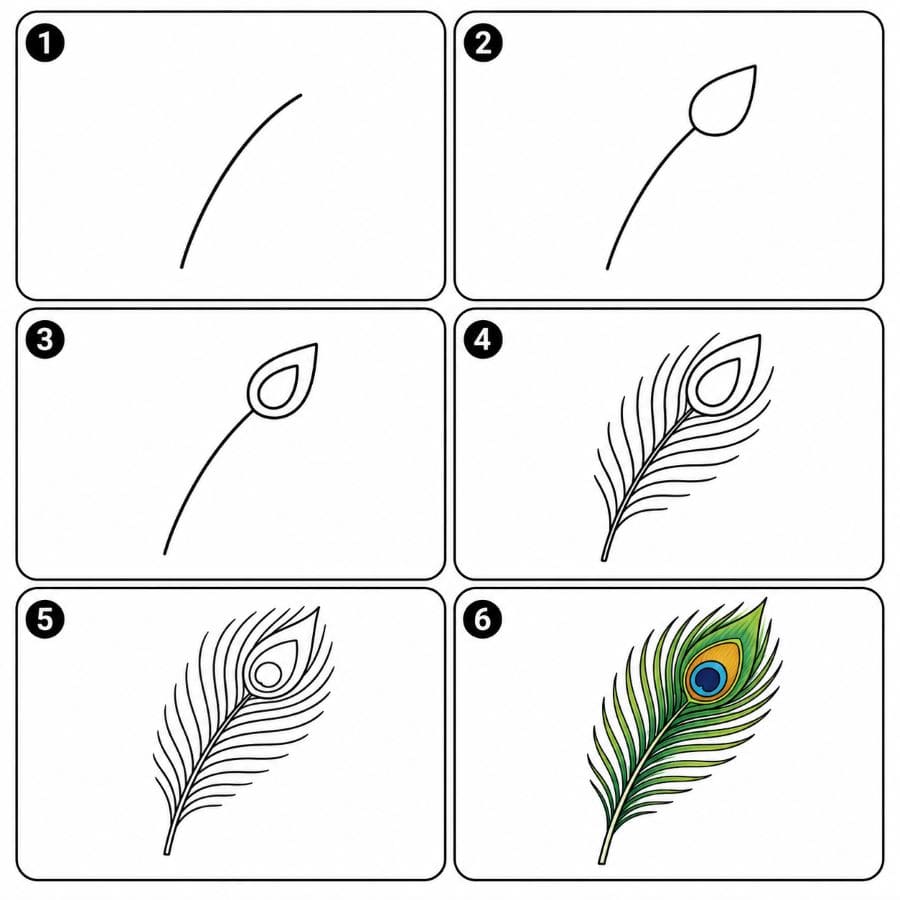 Peacock feather Drawing Ideas