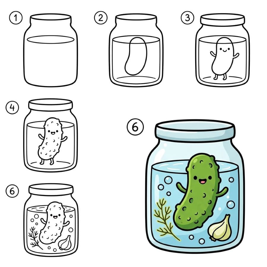 Pickle in a jar Drawing Ideas