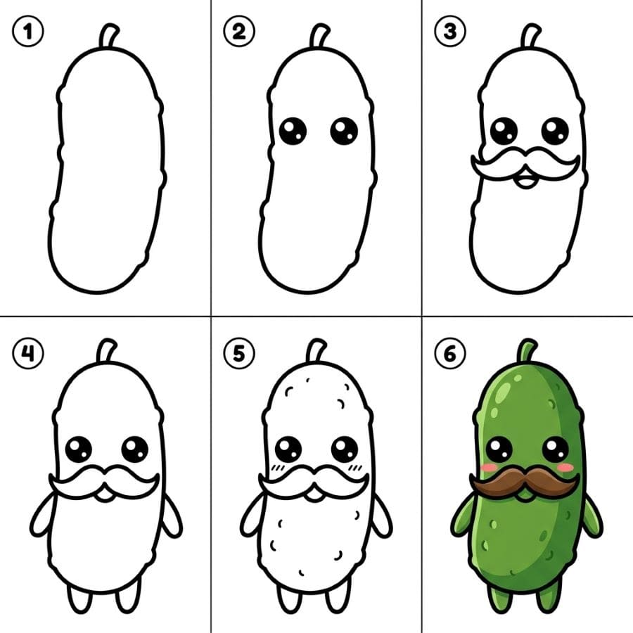 Pickle with mustache Drawing Ideas
