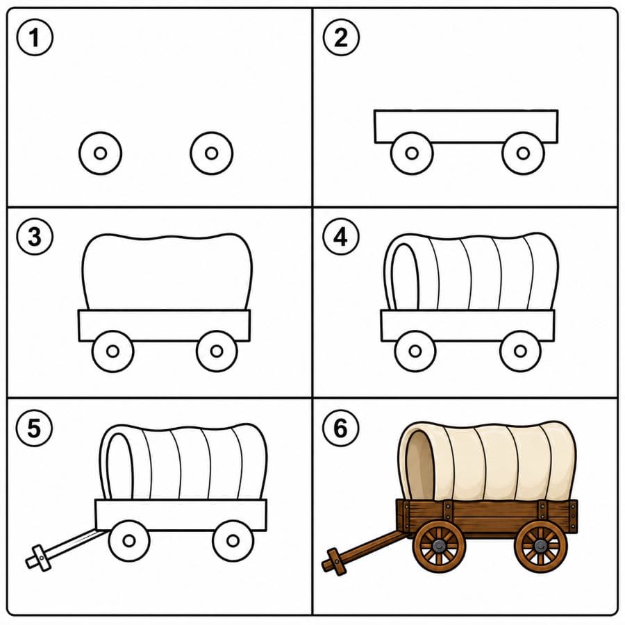Pioneer wagon Drawing Ideas