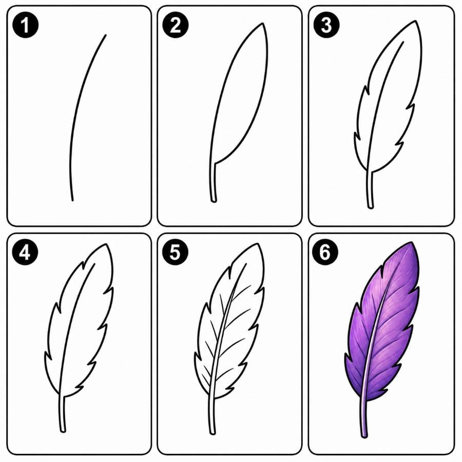 Purple feather Drawing Ideas