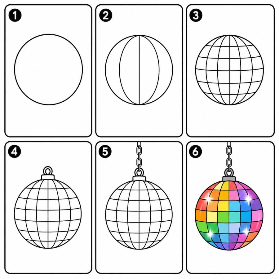 Rainbow Disco Ball Drawing Ideas