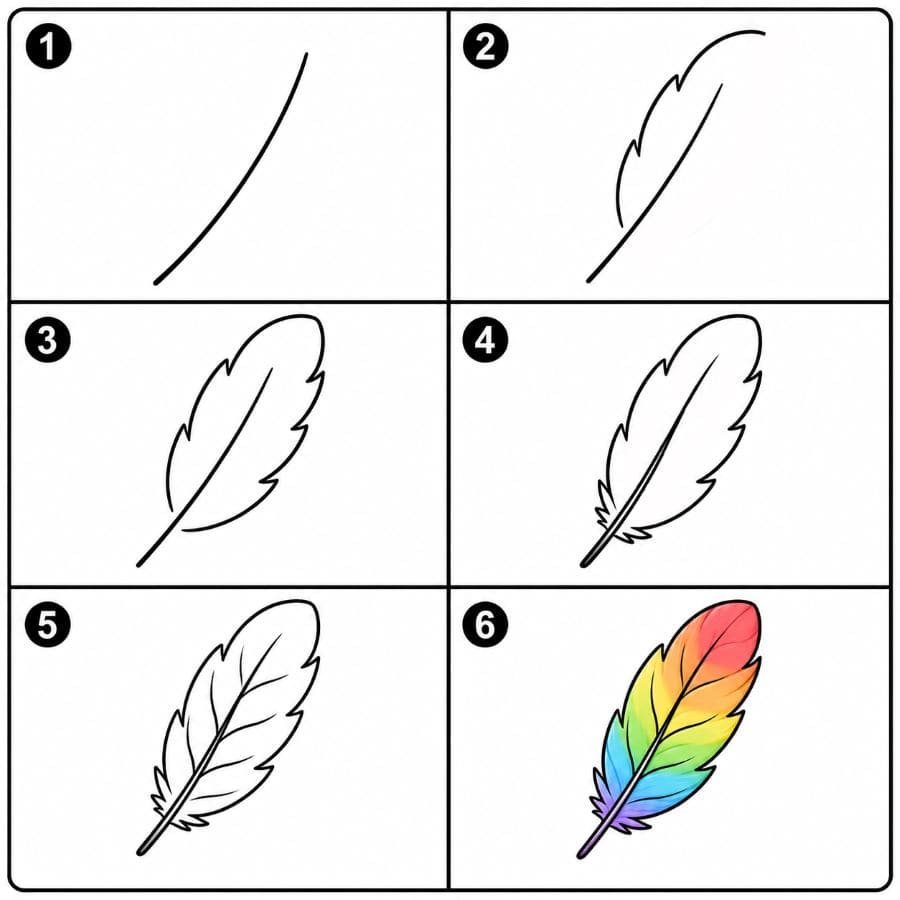 Rainbow feather Drawing Ideas