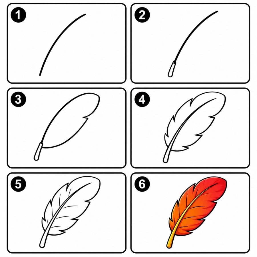 Red feather Drawing Ideas