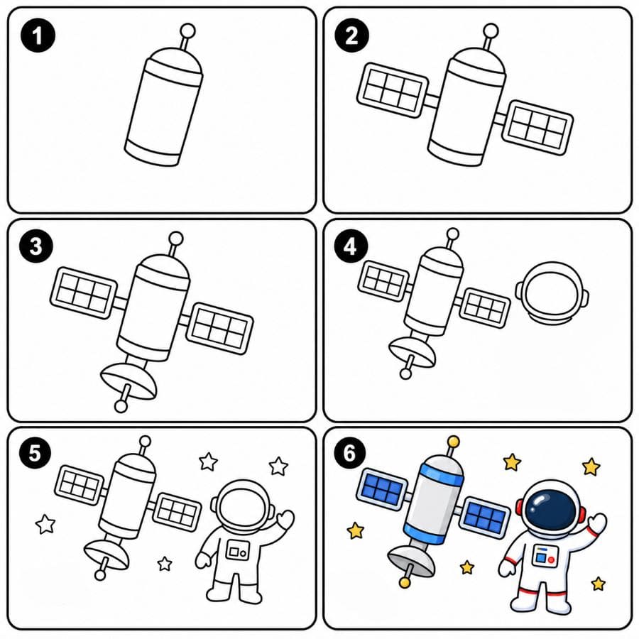 Satellite and Astronaut Drawing Ideas