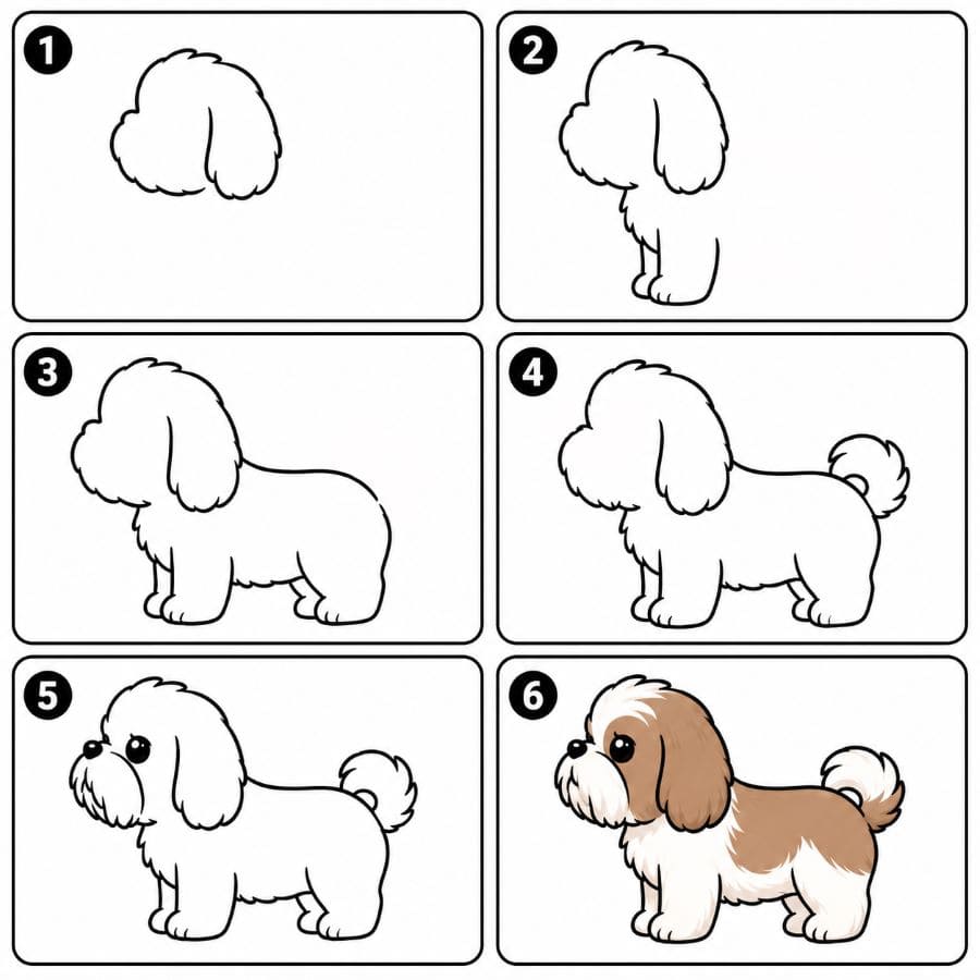 Shih Tzu Dog Drawing Ideas