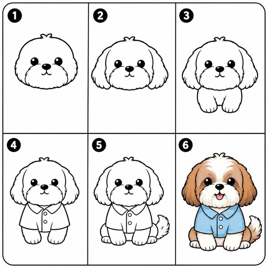 Shih Tzu Wearing Shirt Drawing Ideas