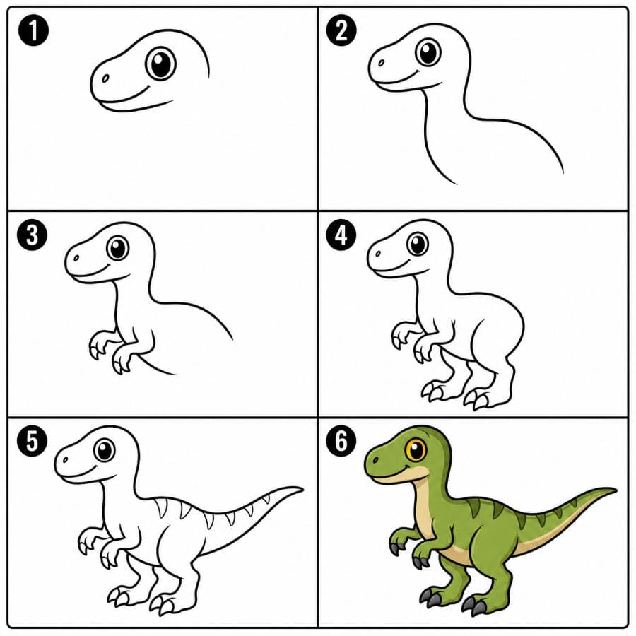Simple Velociraptor Drawing Ideas