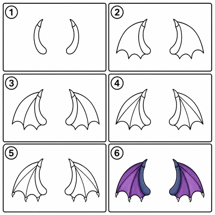 Simple dragon wings Drawing Ideas