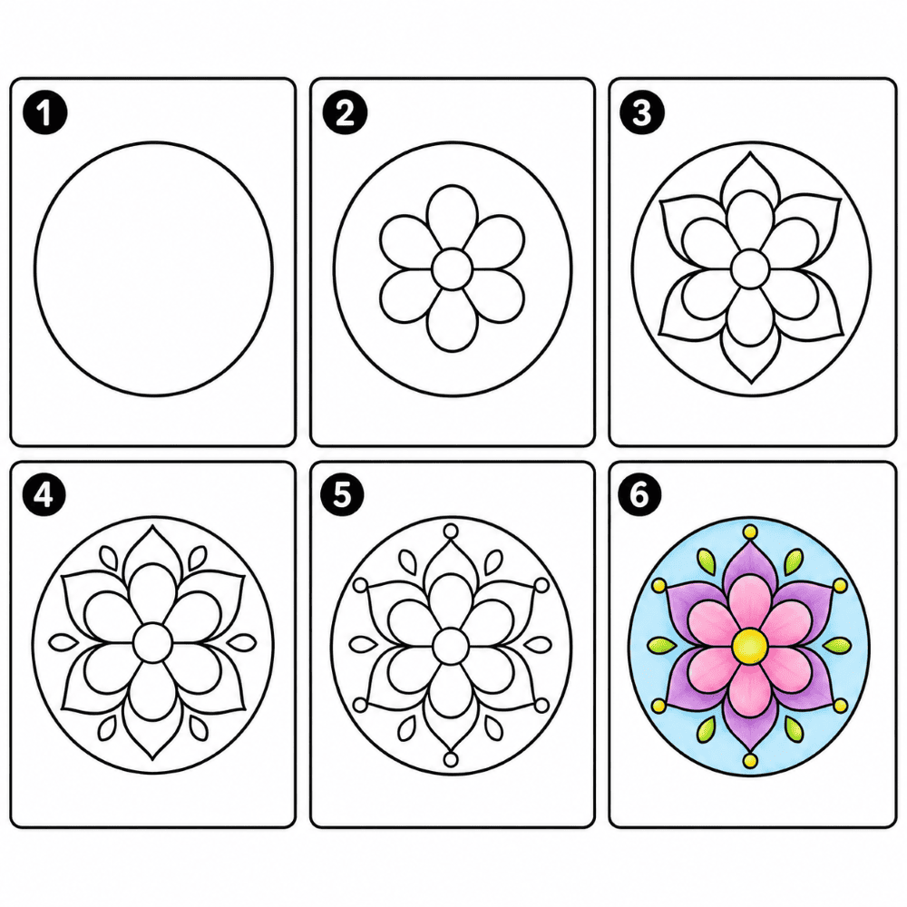 Simple flower mandala Drawing Ideas