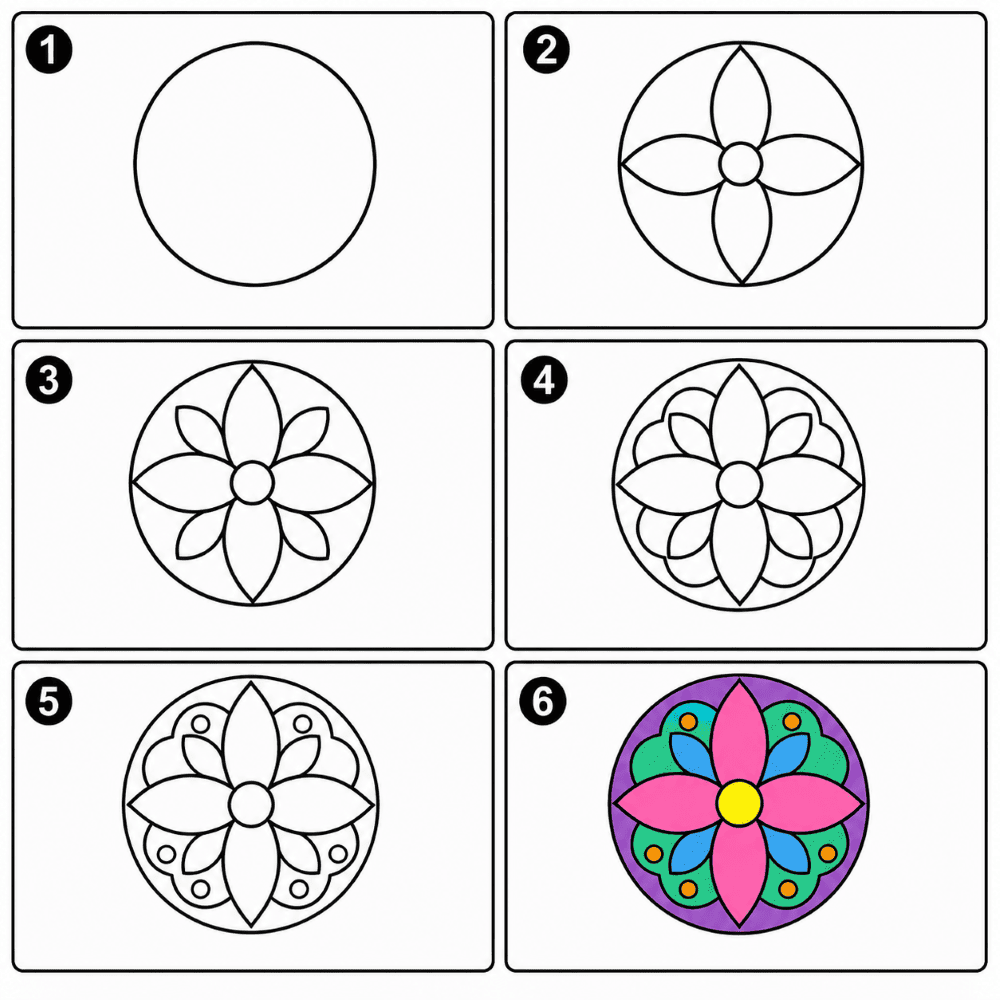 Simple mandala Drawing Ideas