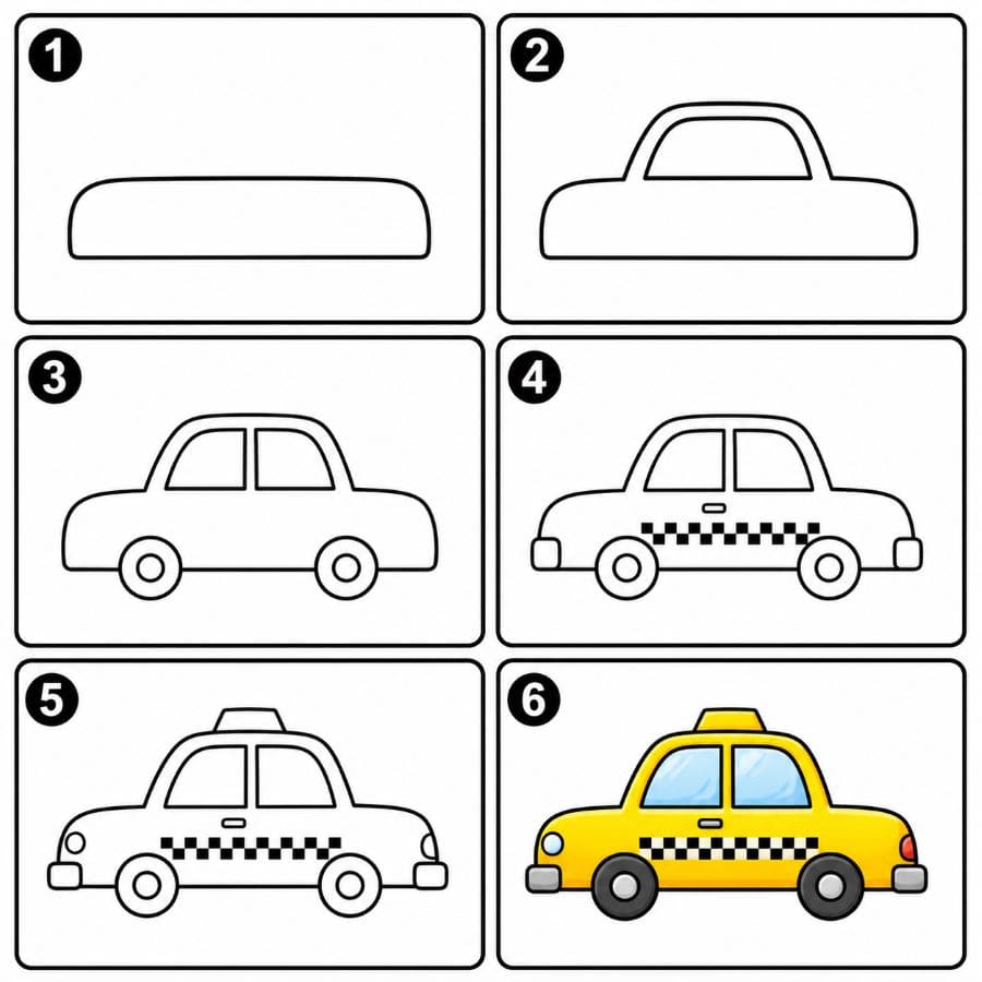 Simple taxi Drawing Ideas
