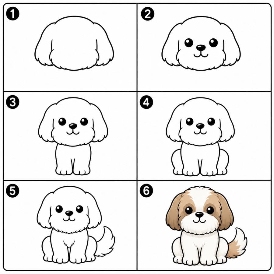 Sitting Shih Tzu Drawing Ideas