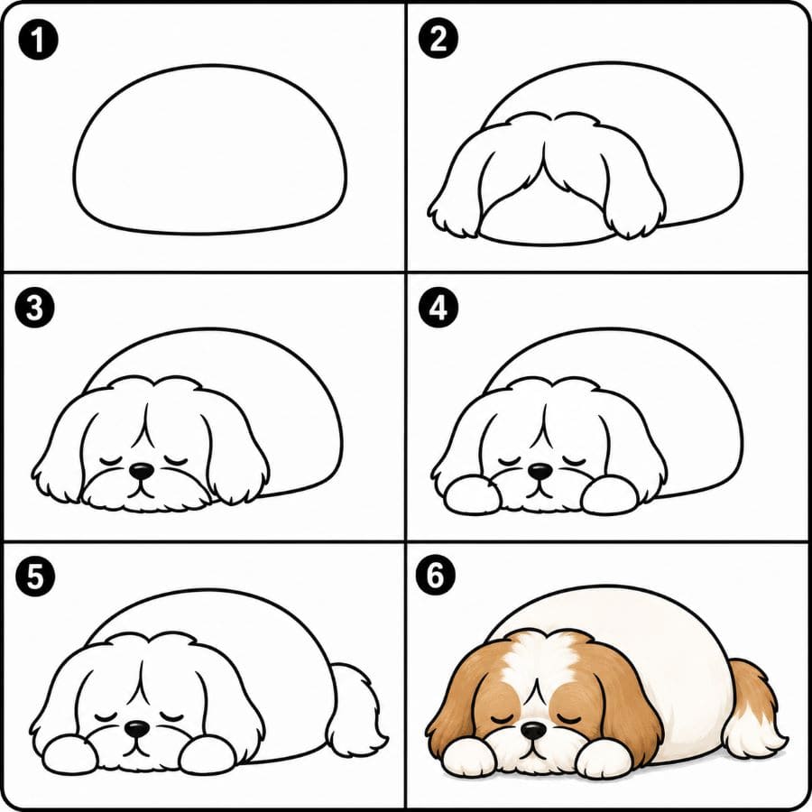 Sleeping Shih Tzu Drawing Ideas