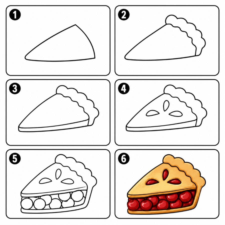 Slice of cherry pie Drawing Ideas