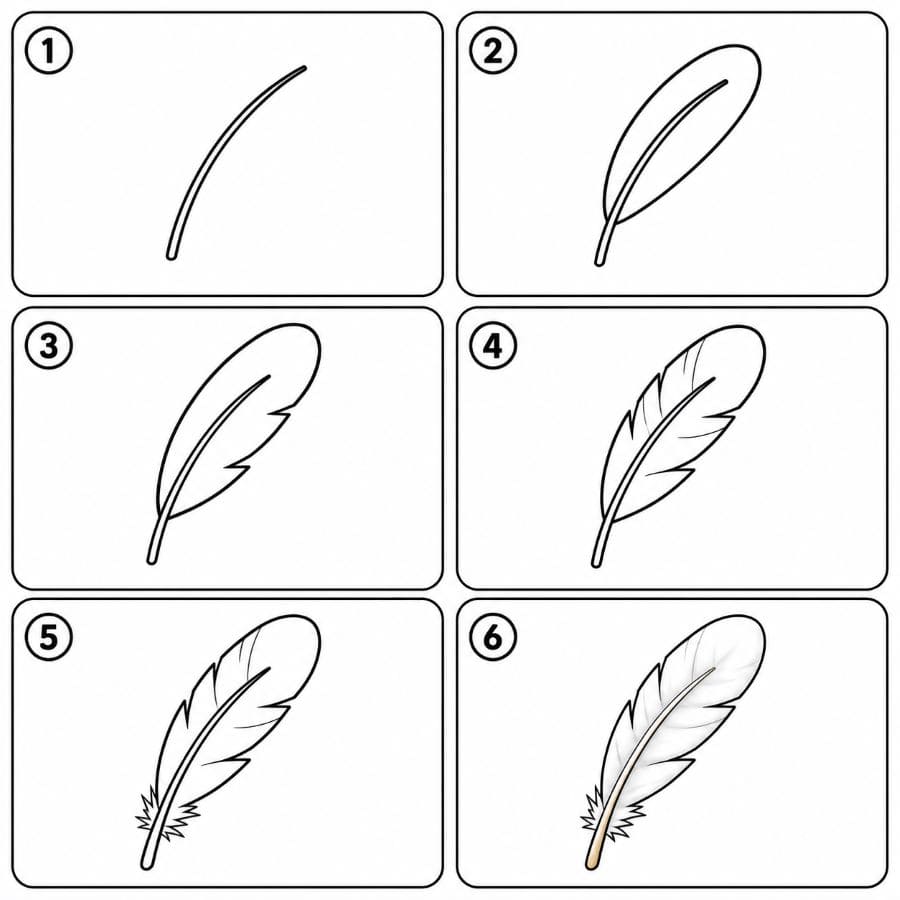 Small curved feather Drawing Ideas