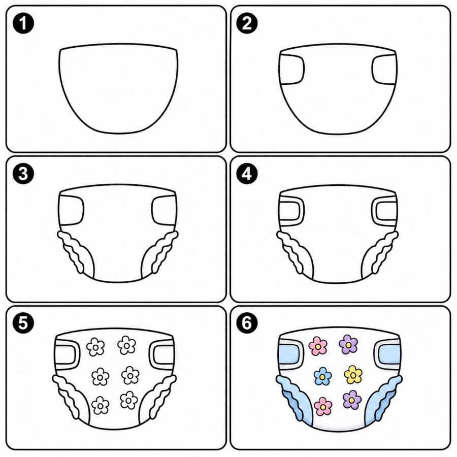 Small scattered flowers diaper Drawing Ideas