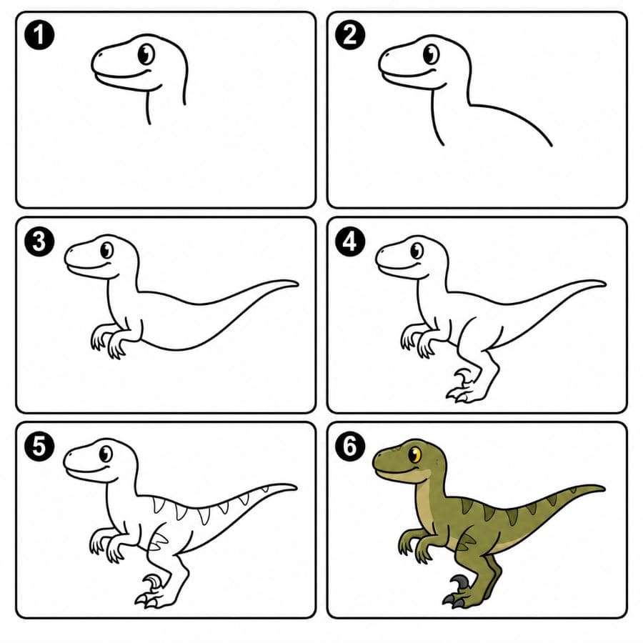 Smiling Velociraptor Drawing Ideas