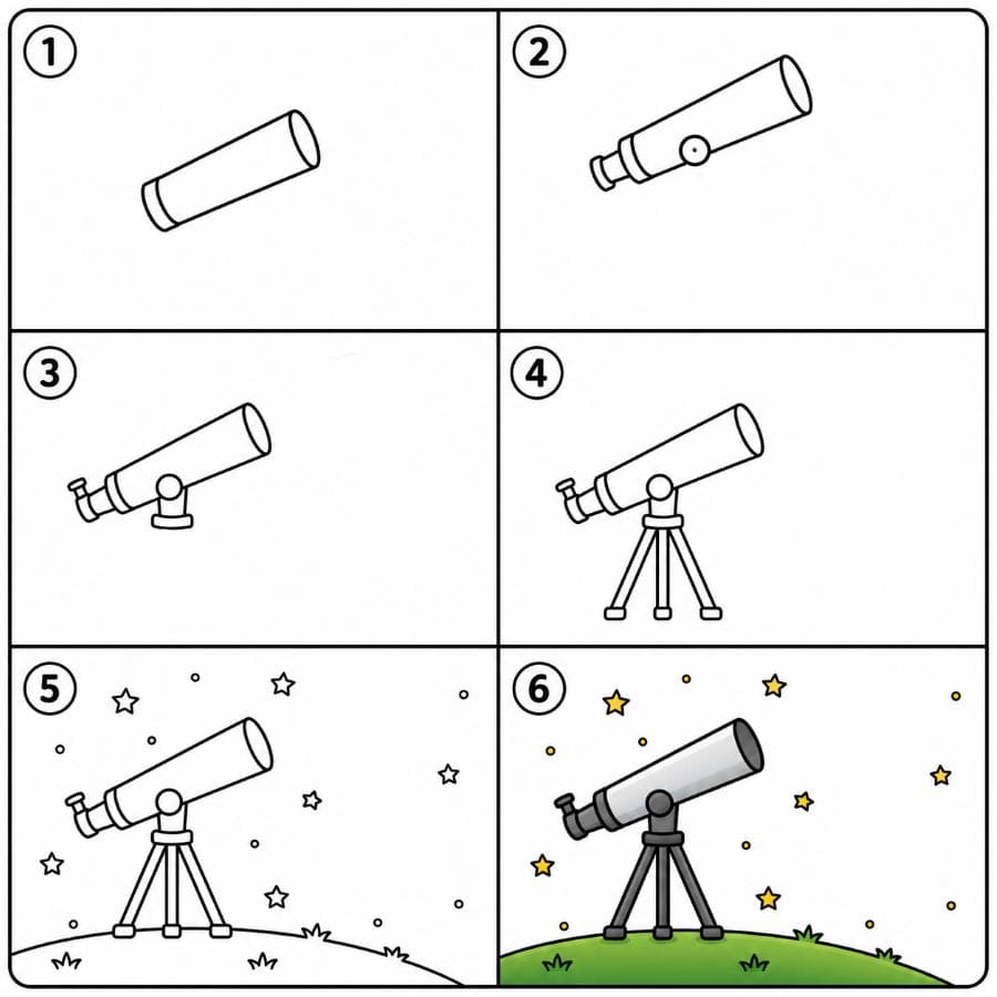Space-theme telescope Drawing Ideas