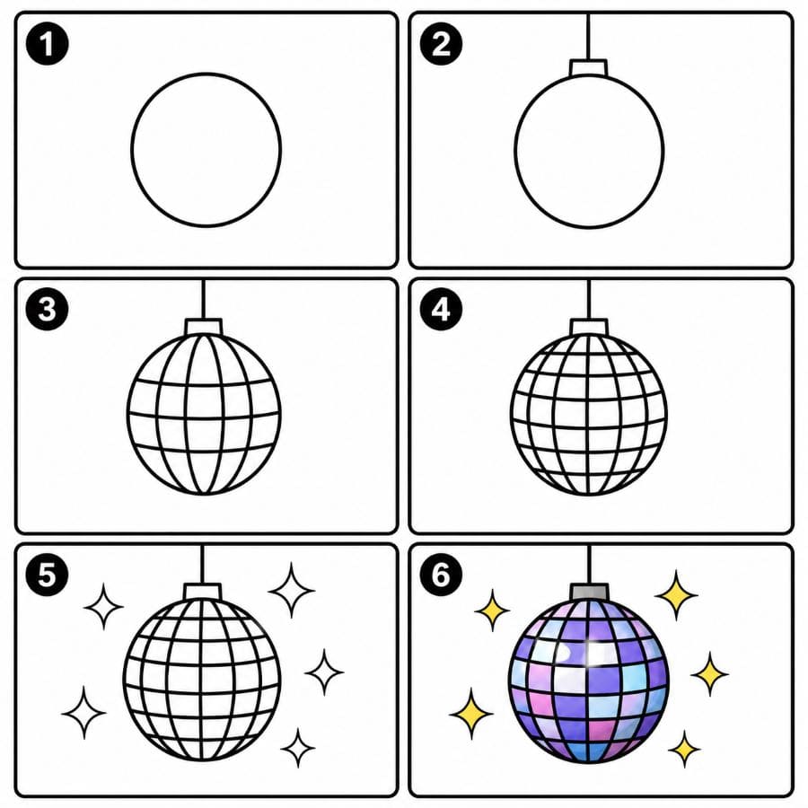 Sparkling Disco Ball Drawing Ideas