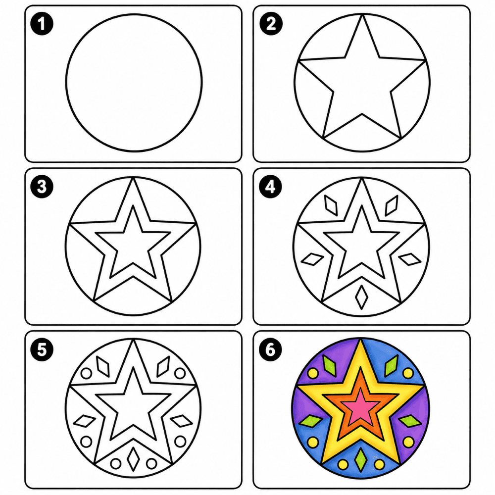 Star mandala Drawing Ideas