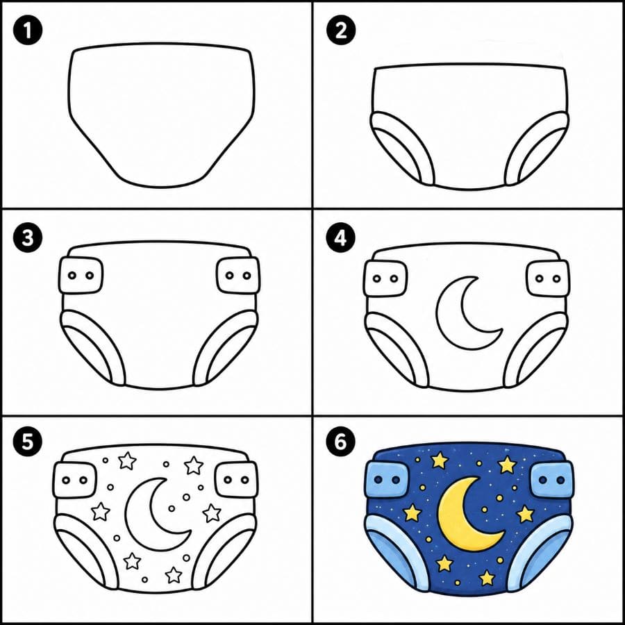 Starry night pattern diaper Drawing Ideas