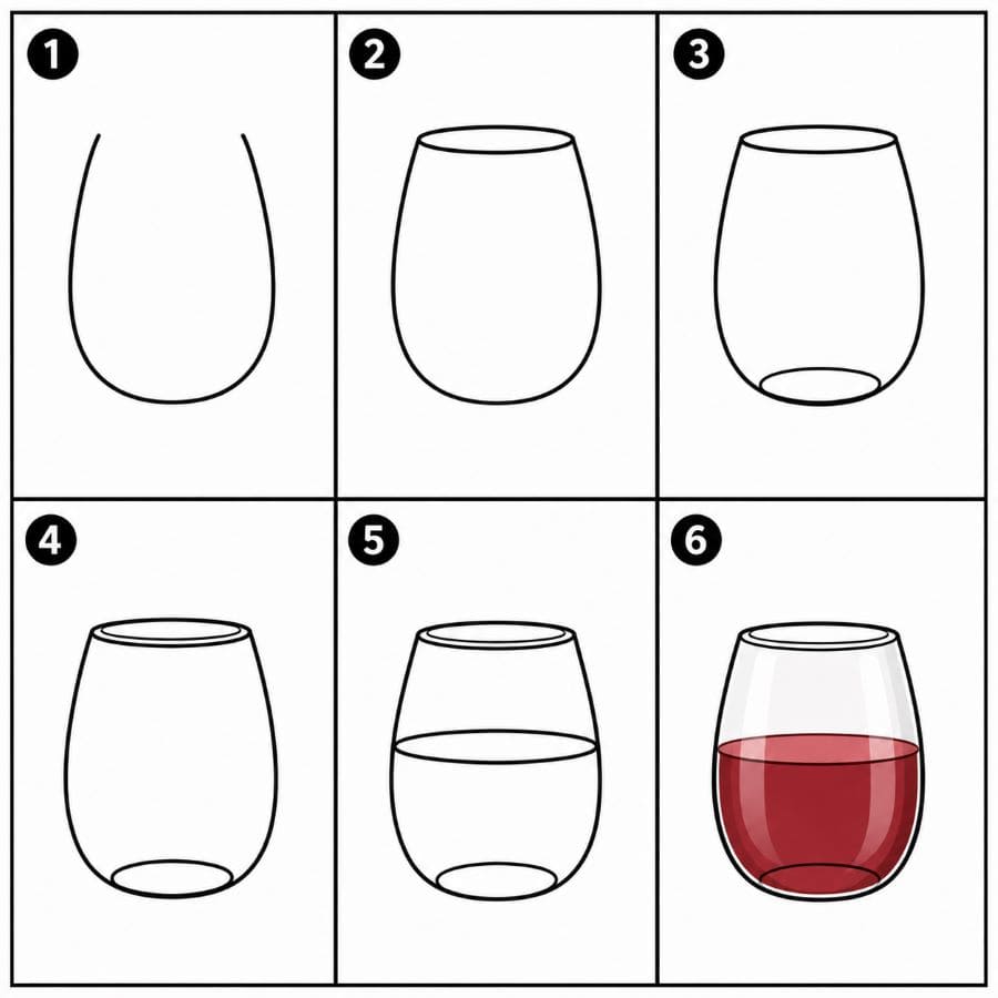 Stemless wine glass Drawing Ideas