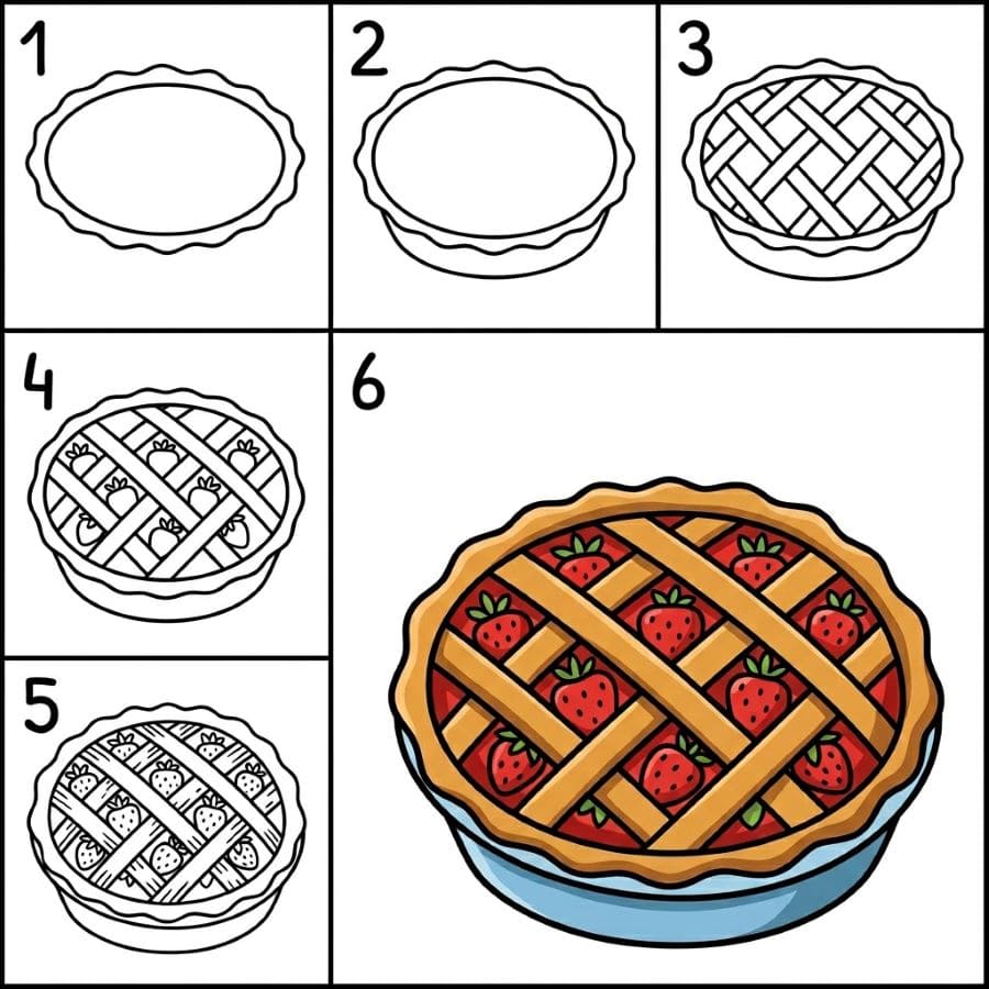 Strawberry pie Drawing Ideas