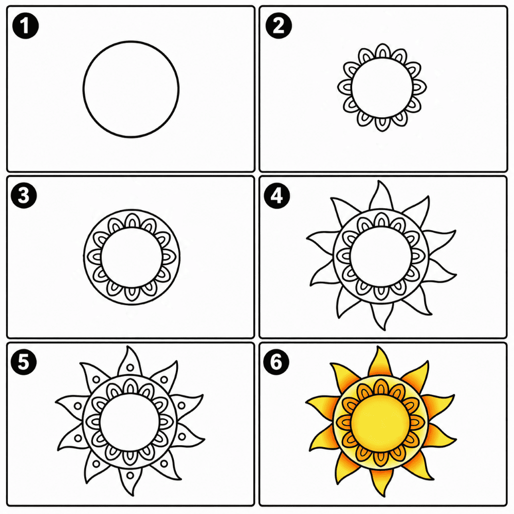 Sun mandala Drawing Ideas