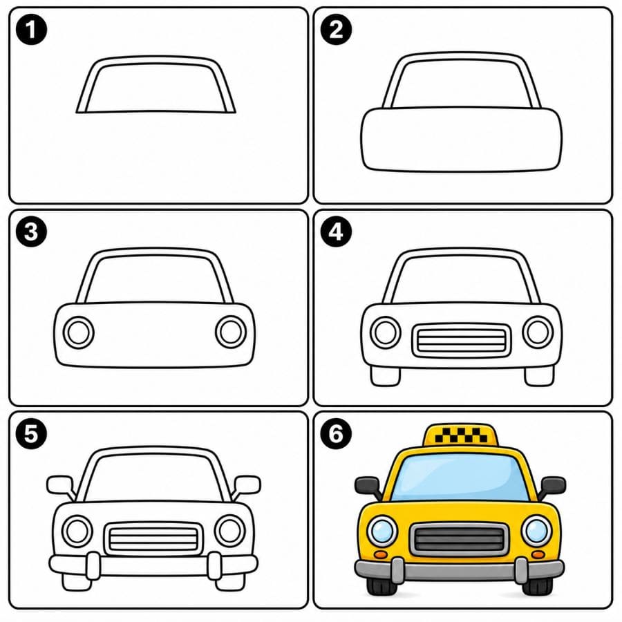 Taxi front view Drawing Ideas