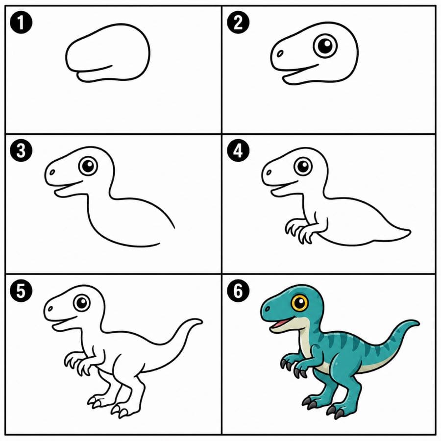 Teal Velociraptor Drawing Ideas