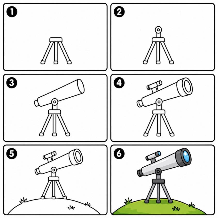 Telescope on a hill Drawing Ideas