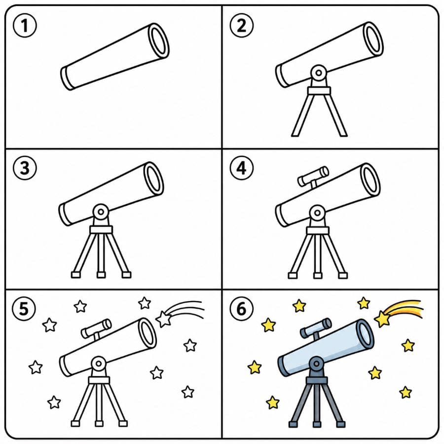 Telescope with stars Drawing Ideas