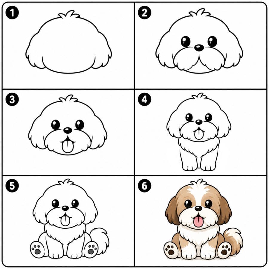 Tongue-Out Shih Tzu Drawing Ideas
