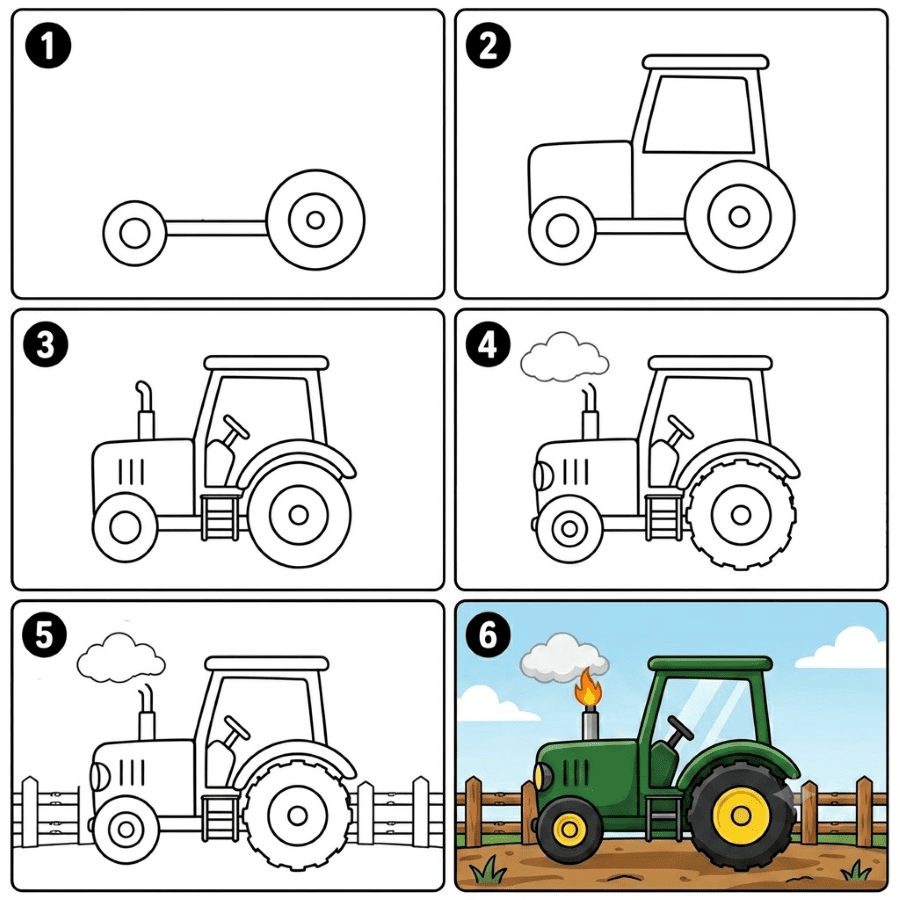 Tractor in the farm Drawing Ideas