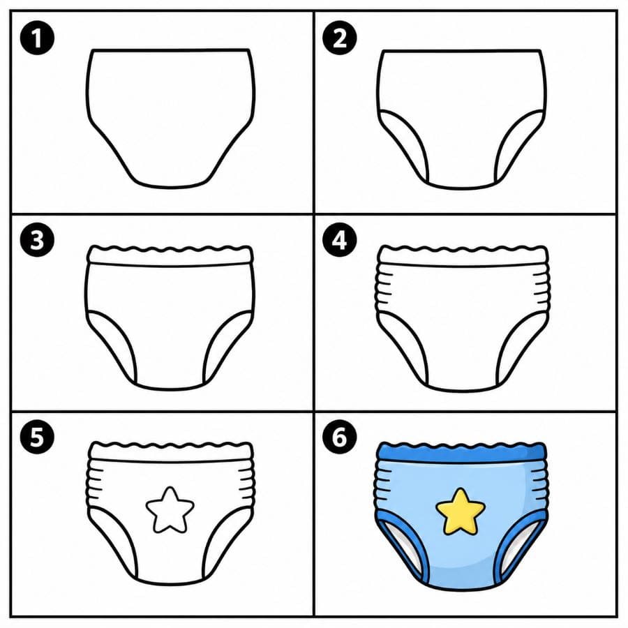 Training pants style diaper Drawing Ideas
