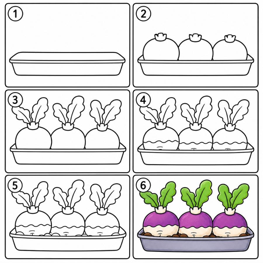 Tray of turnips Drawing Ideas