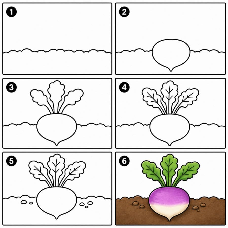 Turnip in soil Drawing Ideas