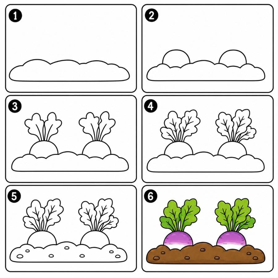 Turnips in garden Drawing Ideas