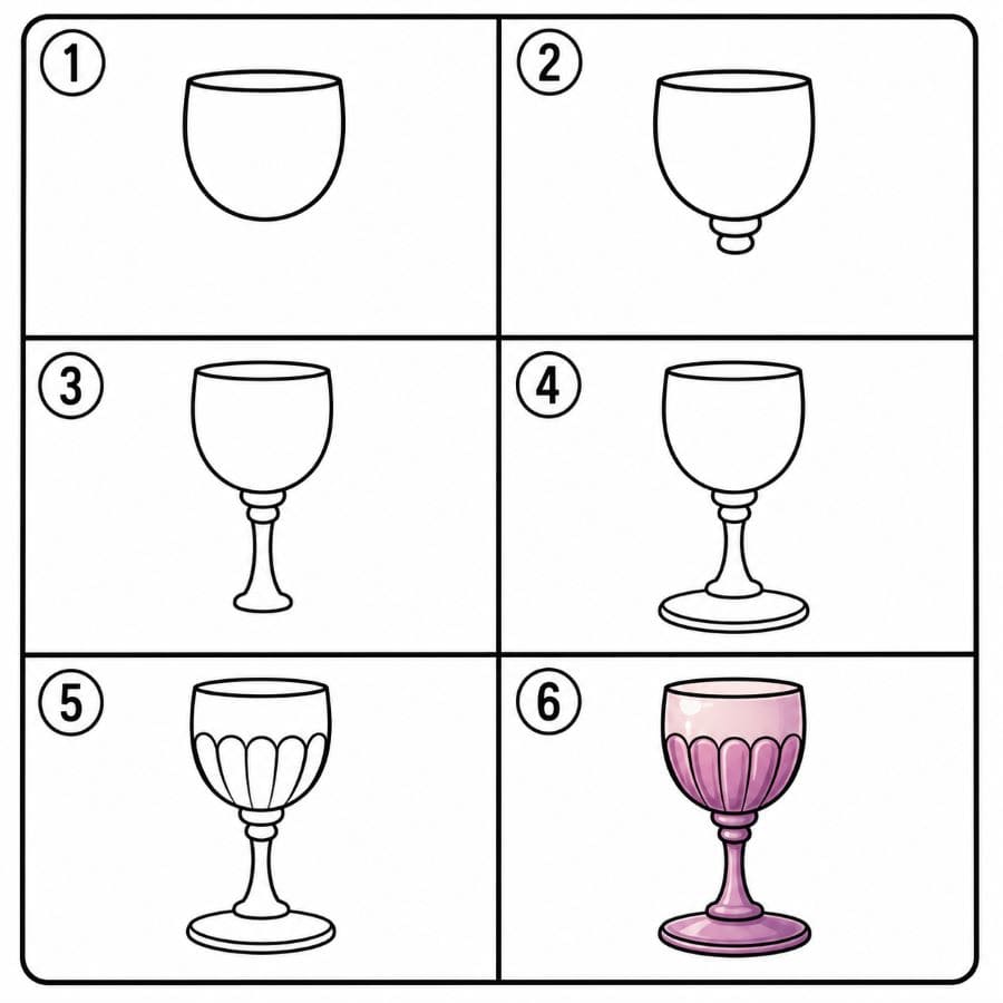 Vintage wine glass Drawing Ideas
