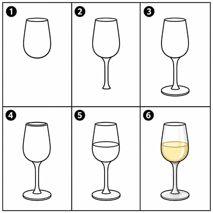 White wine glass Drawing Ideas