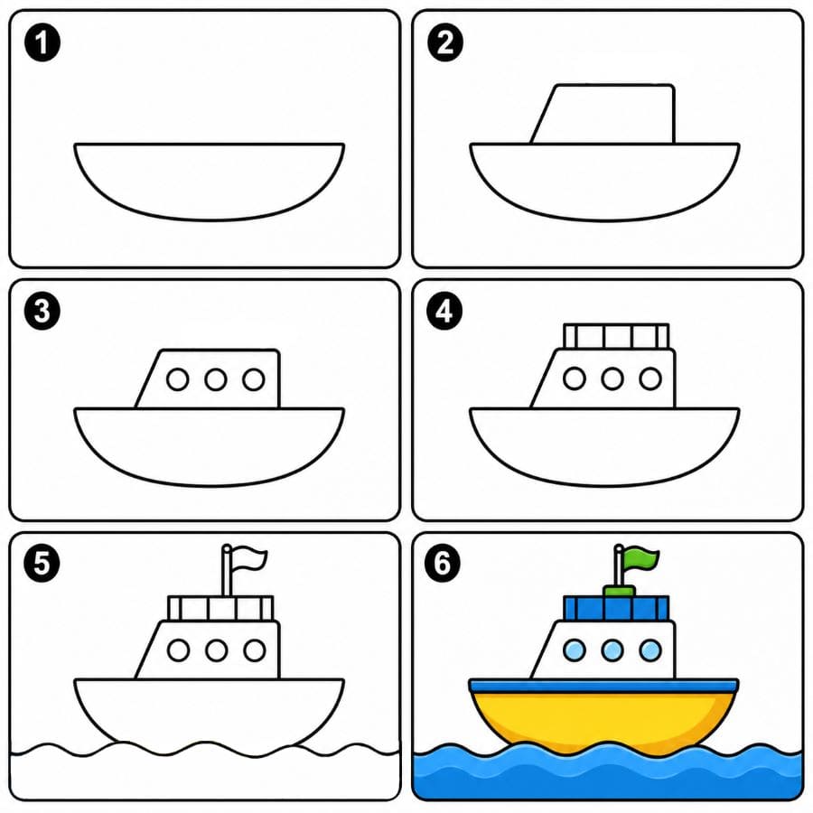 Yacht for children Drawing Ideas
