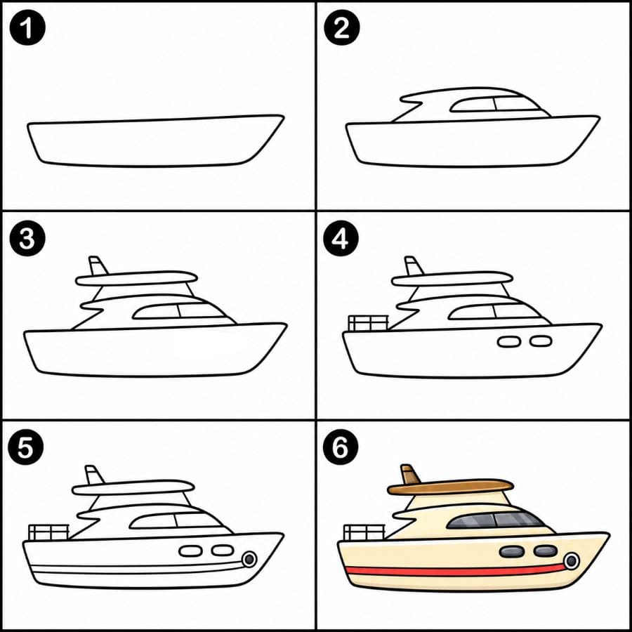 Yacht for kids Drawing Ideas