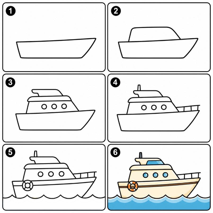 Yacht on the sea Drawing Ideas