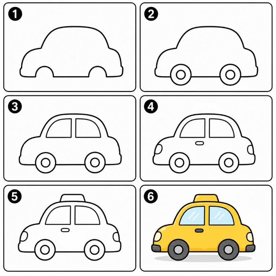 Yellow taxi Drawing Ideas